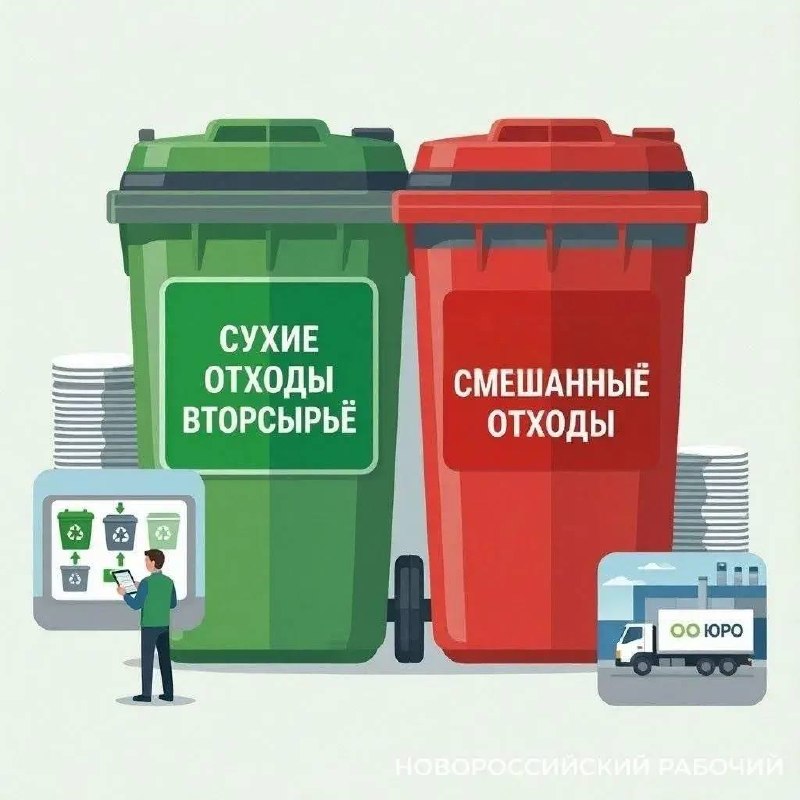 В Новороссийске начали маркировать баки для раздельного сбора мусора