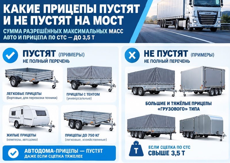 Минтранс обновил правила проезда по Крымскому мосту, уточнив требования к авто с прицепами